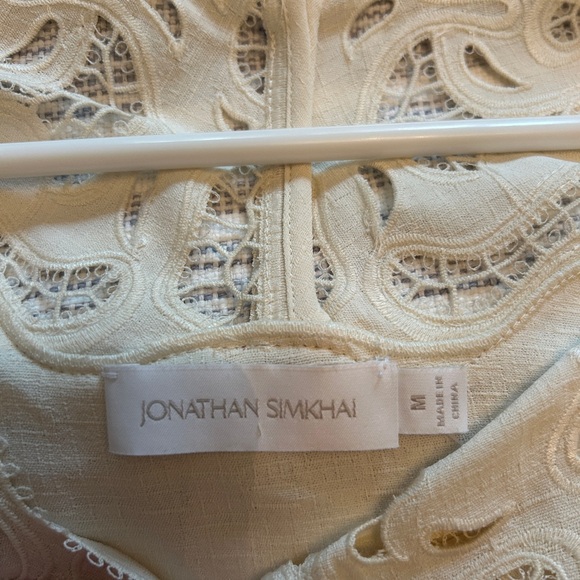 Jonathan Simkhai Cream Embellished Bib Collar Blouse - Picture 3 of 5